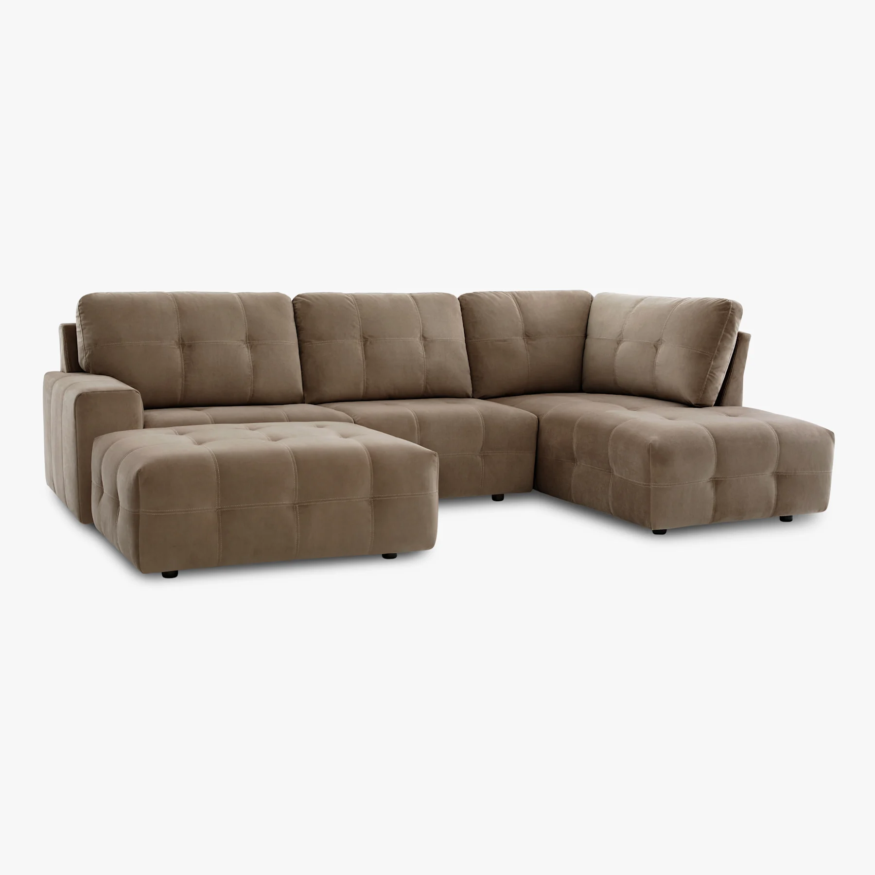 Orlando U-Shape Corner Sofa Footstool End, Right-Hand Facing, Beige Classic Velvet