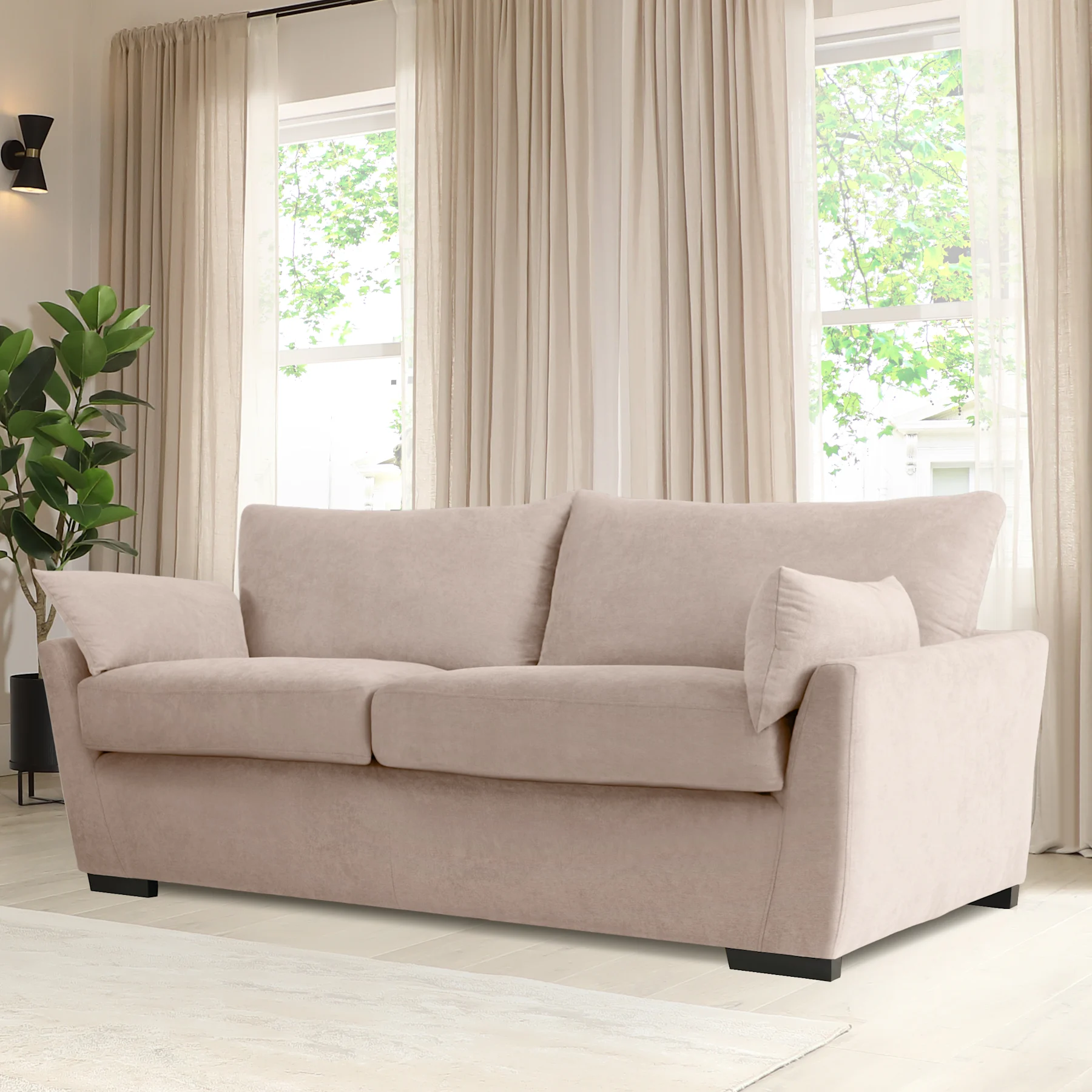 Langdon 3 Seater Sofa, Beige House Plush Fabric