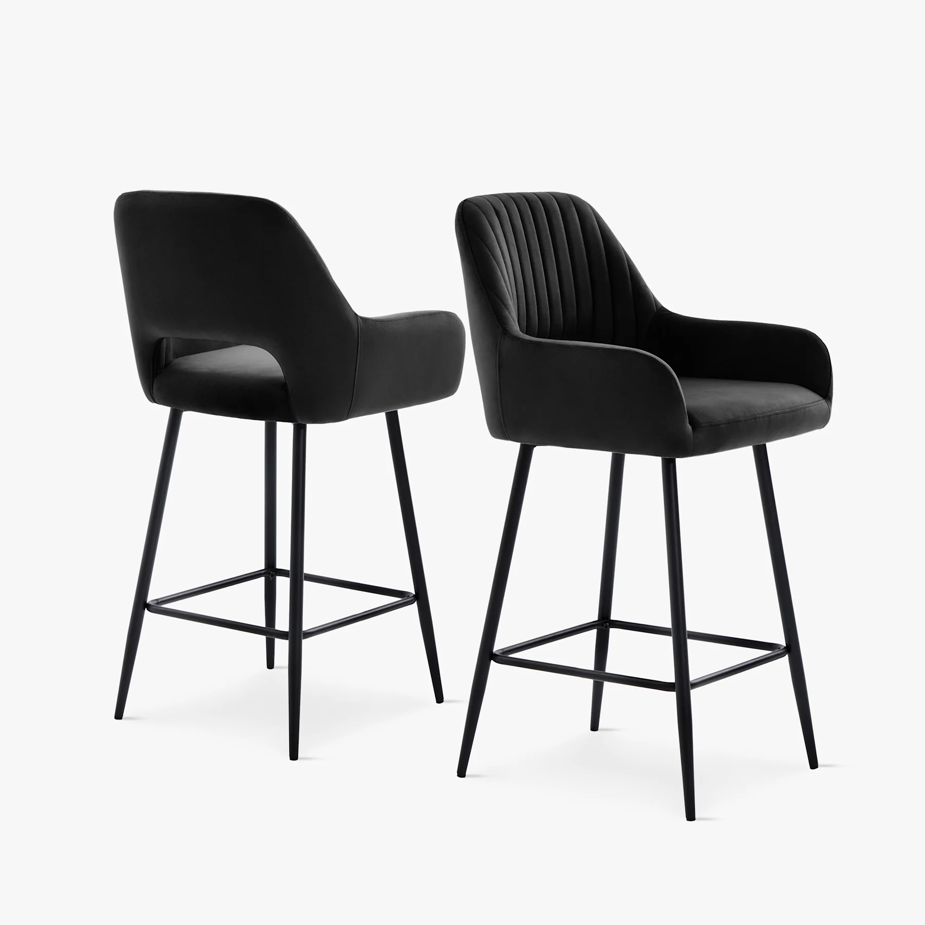 Clara Bar Stool, Black Classic Velvet & Black Steel