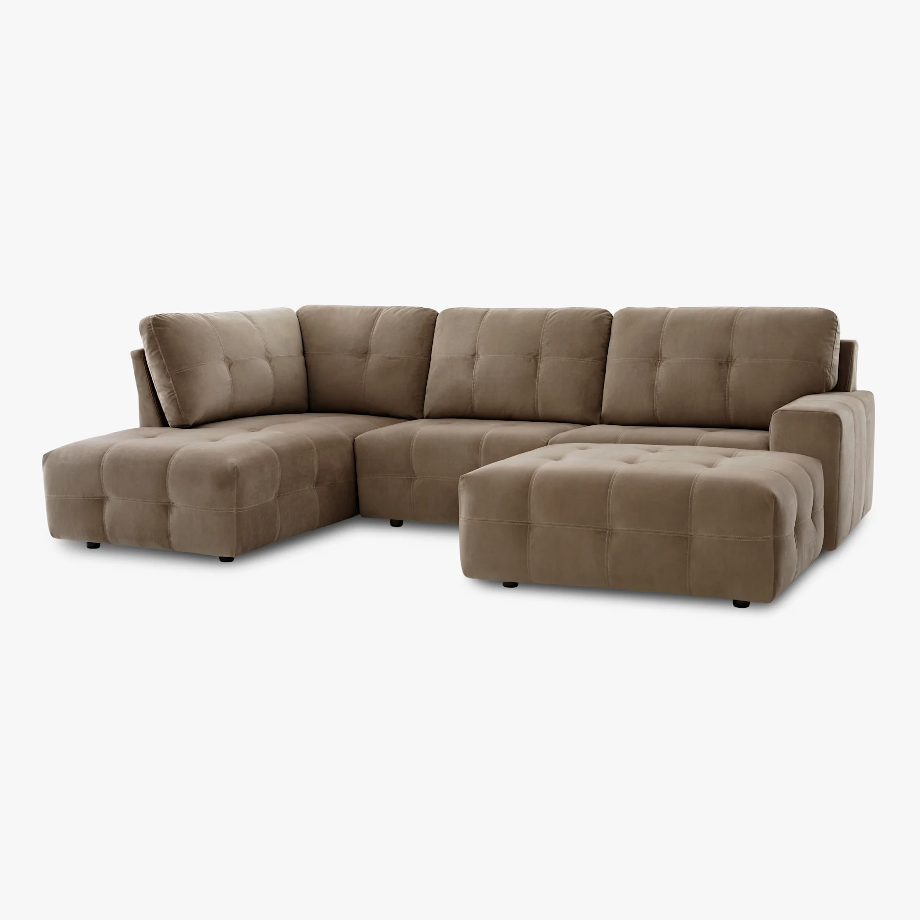 Orlando U-Shape Corner Sofa Footstool End, Left-Hand Facing, Beige Classic Velvet