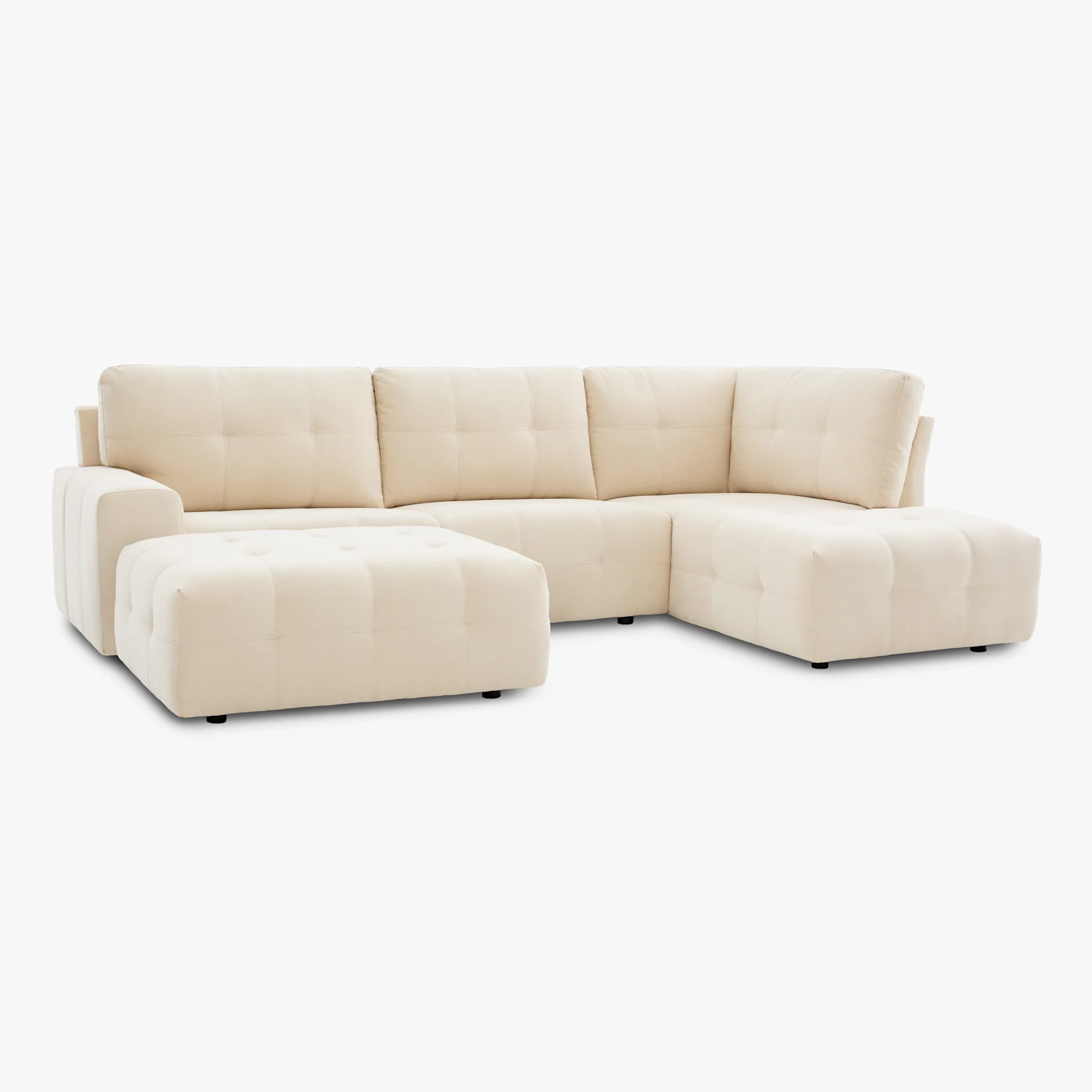 Orlando U-Shape Corner Sofa Footstool End, Right-Hand Facing, Ivory Classic Plush Fabric