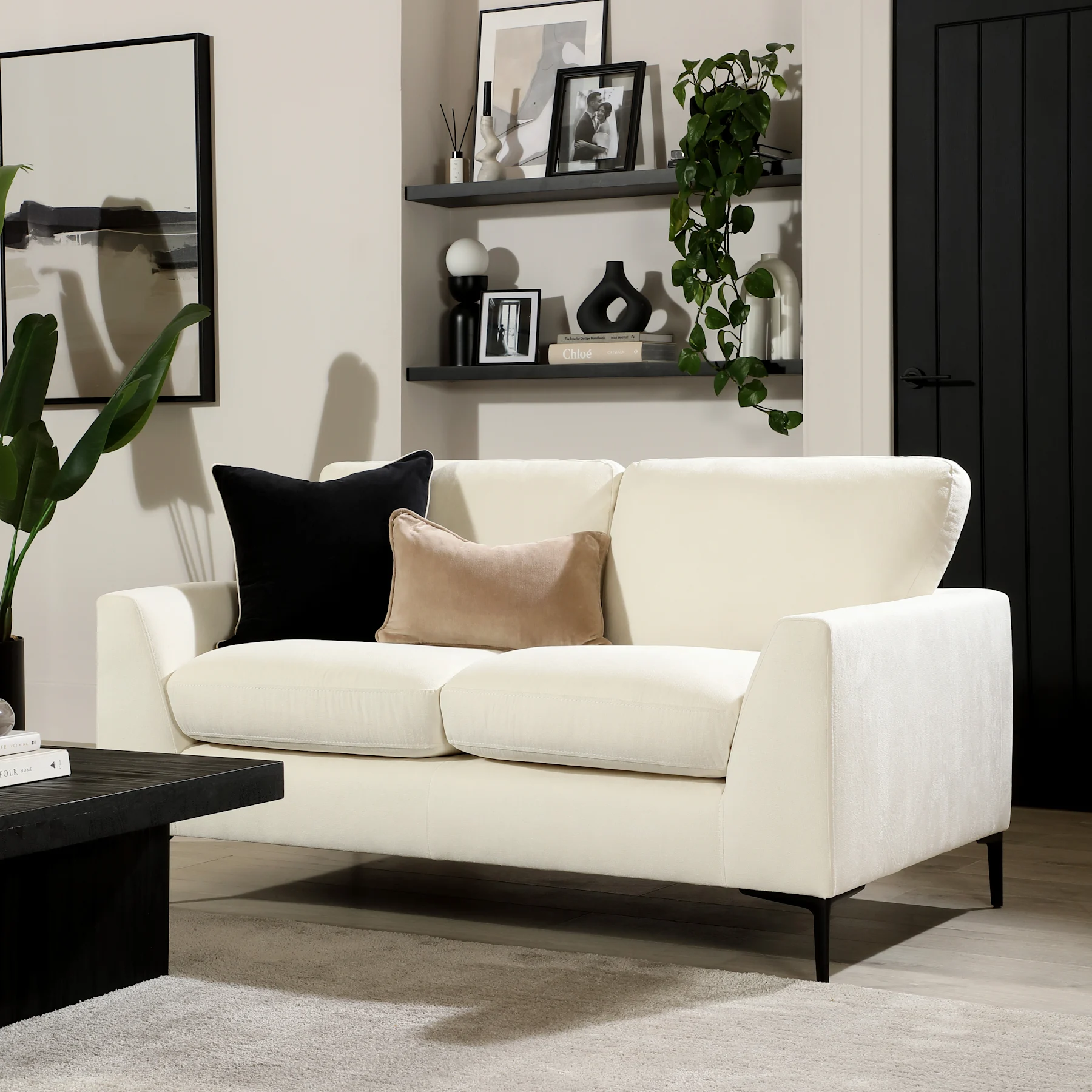 Lexi 2 Seater Sofa, Cream House Plush Fabric