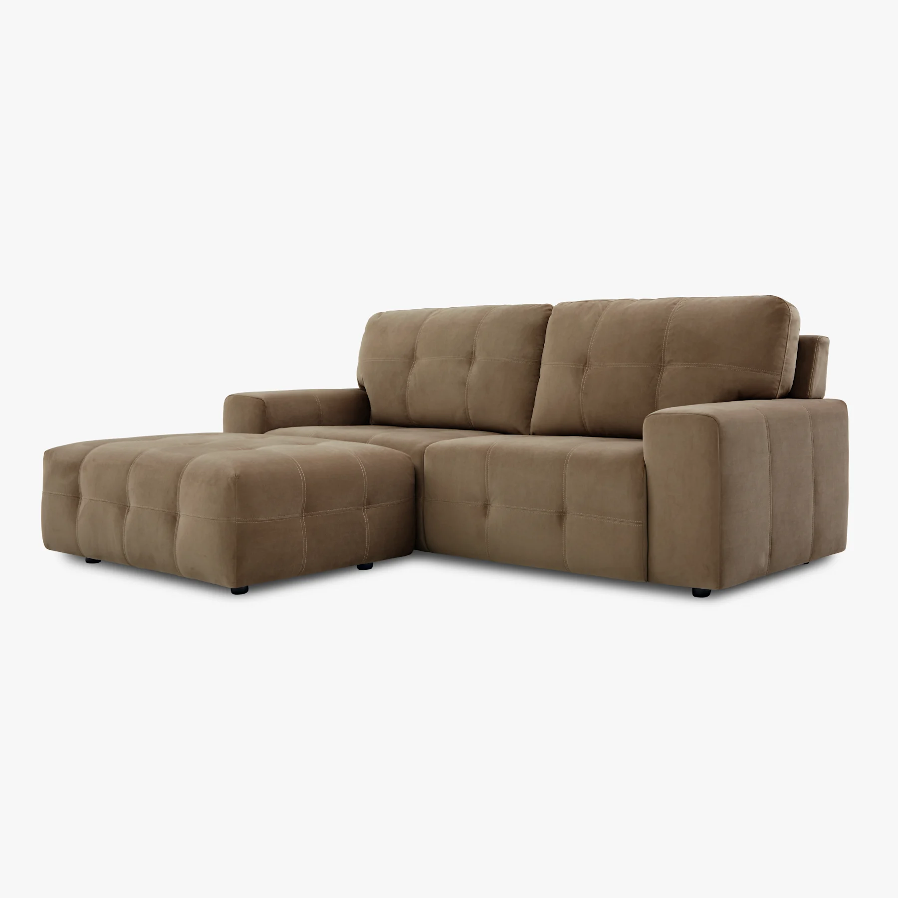 Orlando L-Shape Corner Sofa Footstool End, Beige Classic Velvet