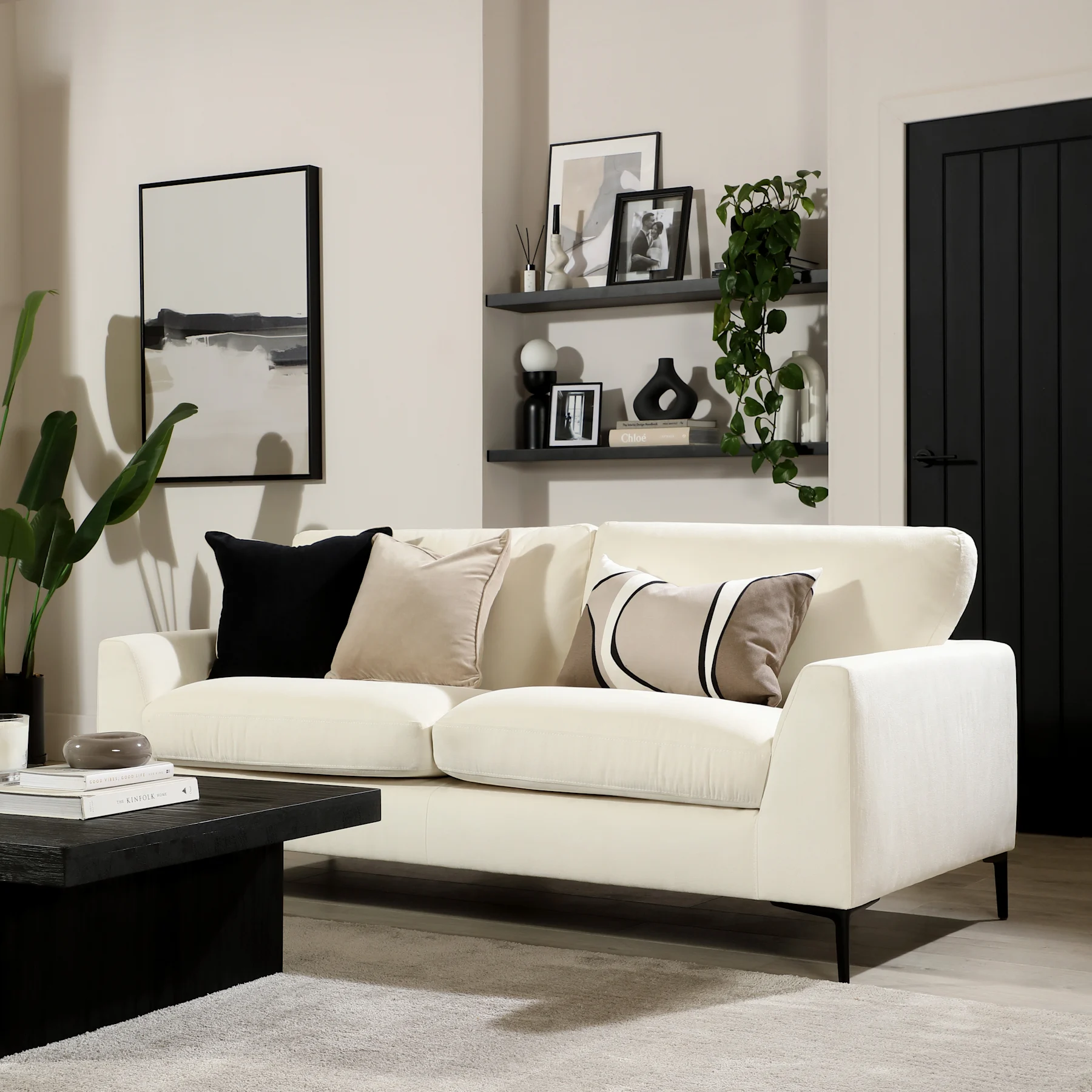 Lexi 3 Seater Sofa, Cream House Plush Fabric