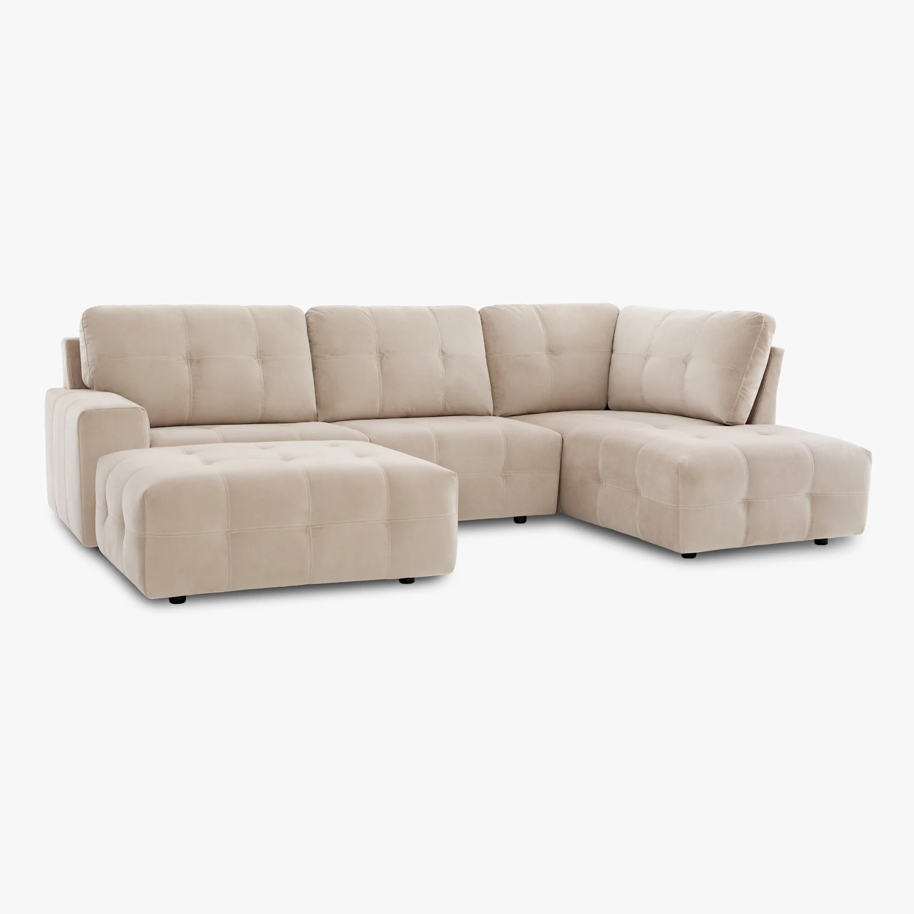 Orlando U-Shape Corner Sofa Footstool End, Right-Hand Facing, Champagne Classic Velvet