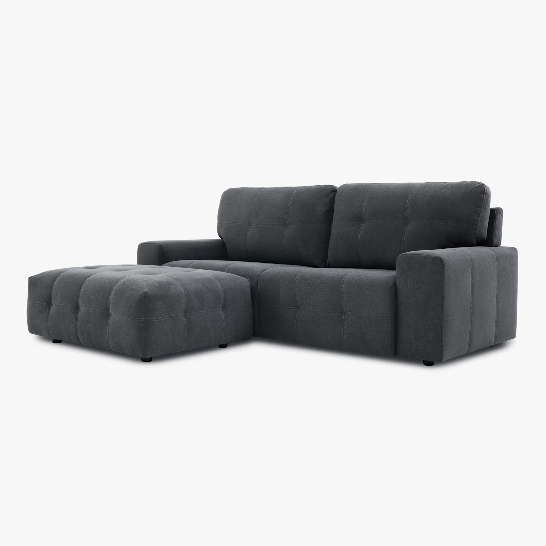 Orlando L-Shape Corner Sofa Footstool End, Slate Grey Classic Plush Fabric