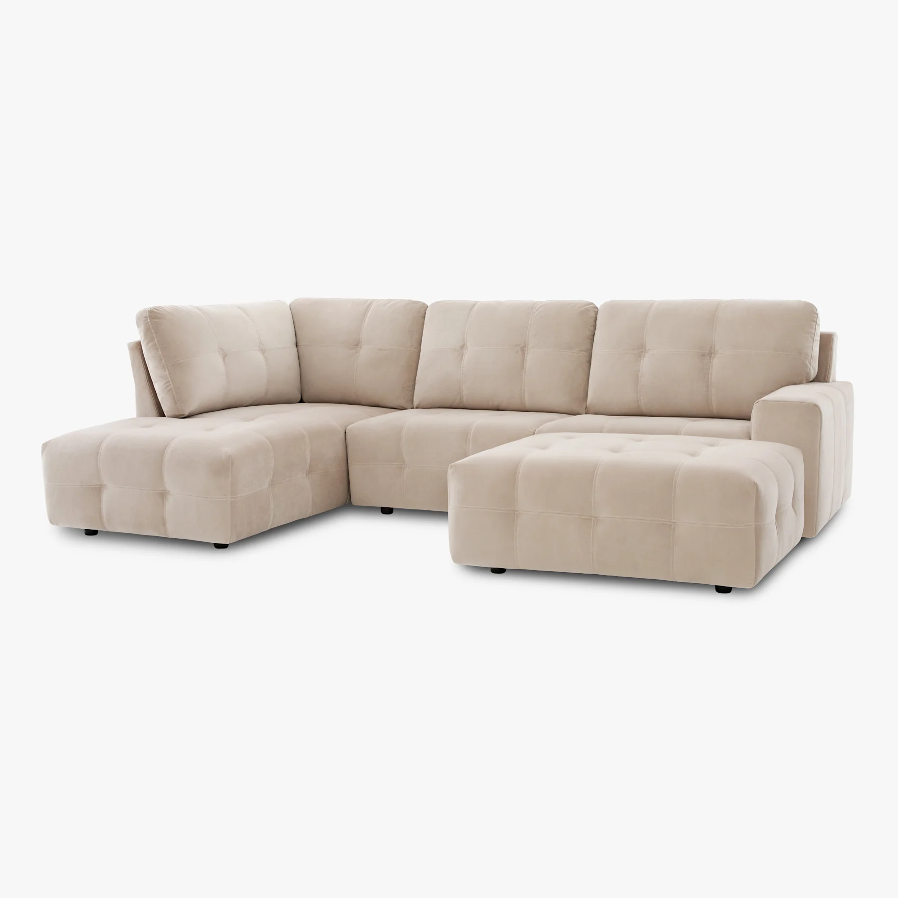 Orlando U-Shape Corner Sofa Footstool End, Left-Hand Facing, Champagne Classic Velvet