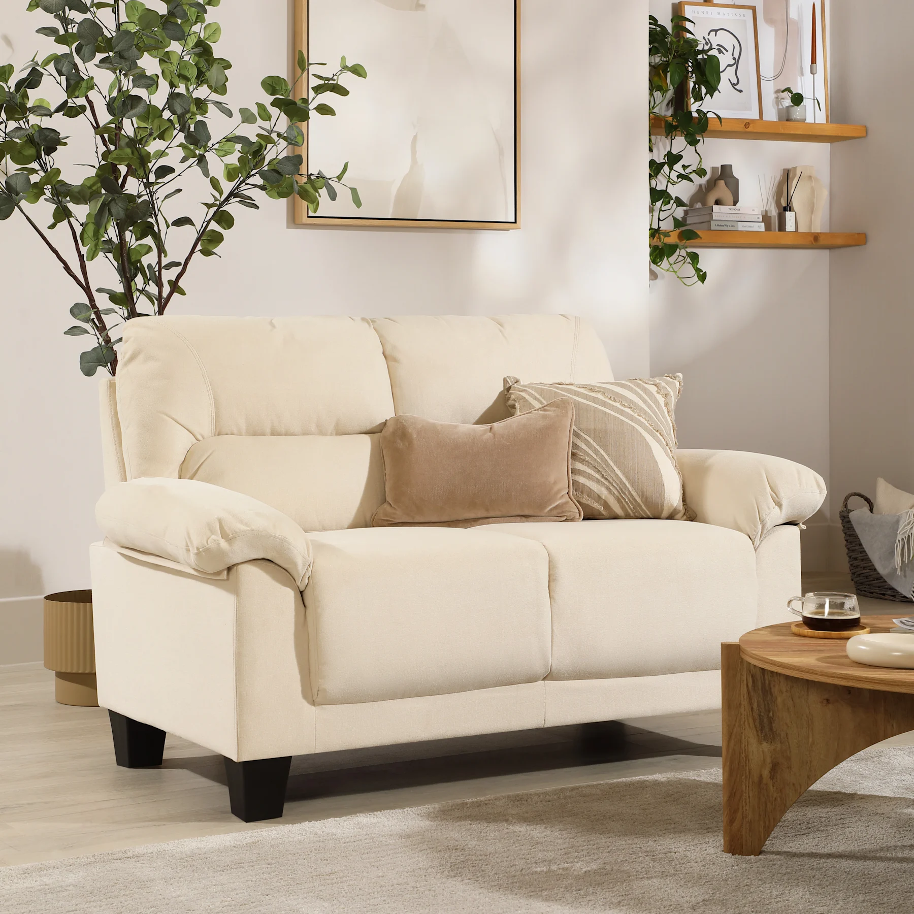 Austin Small 2 Seater Sofa, Ivory Classic Plush Fabric
