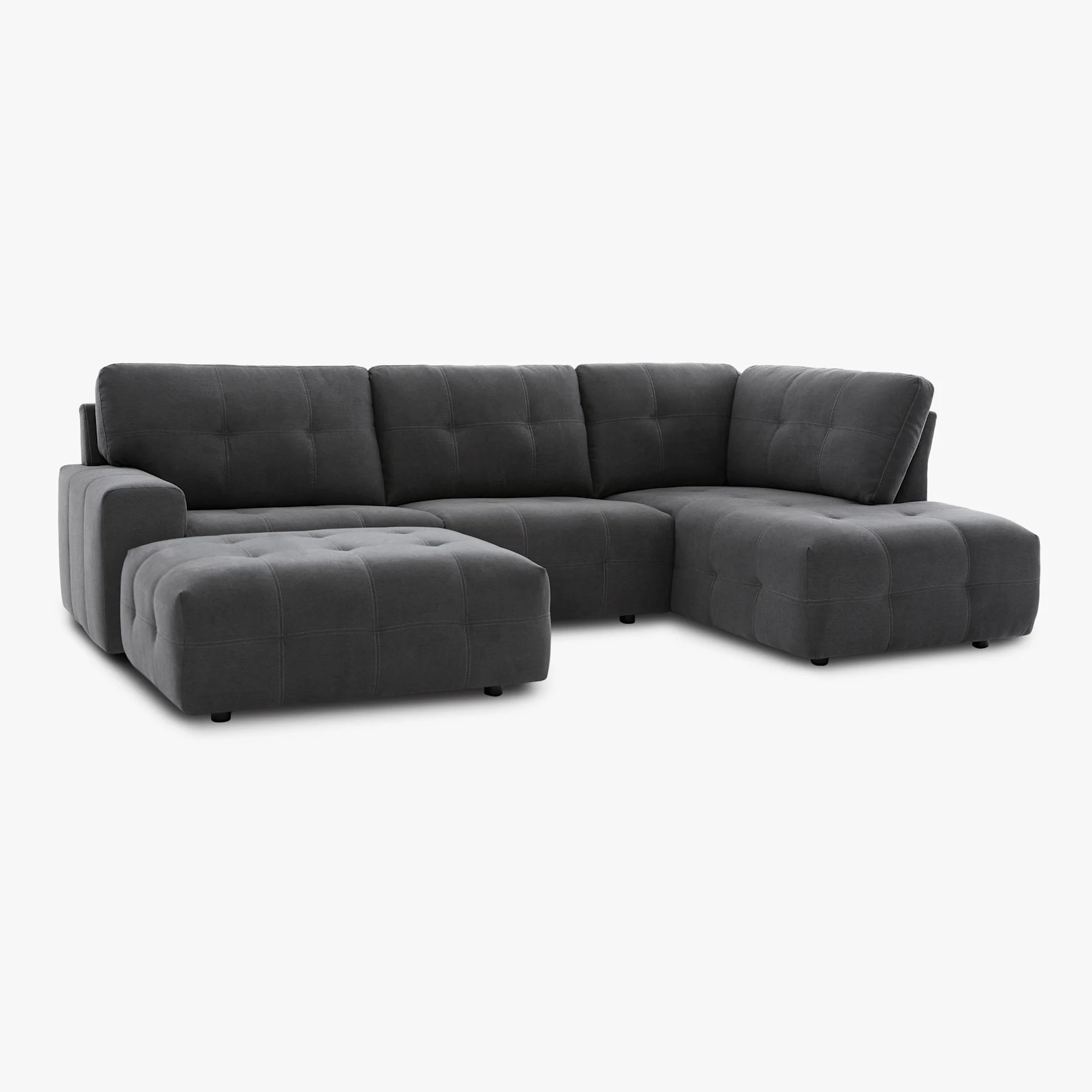 Orlando U-Shape Corner Sofa Footstool End, Right-Hand Facing, Slate Grey Classic Plush Fabric