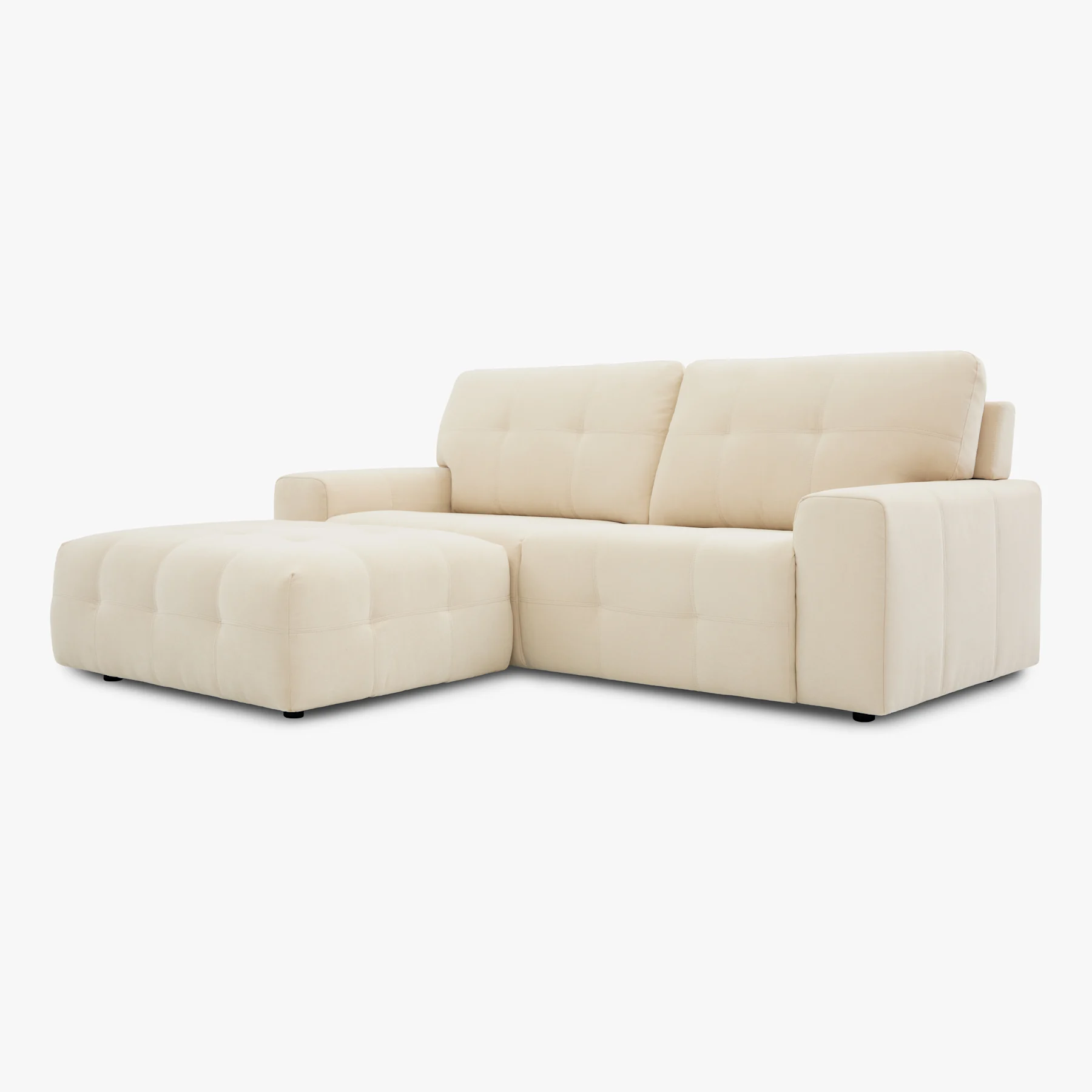 Orlando L-Shape Corner Sofa Footstool End, Ivory Classic Plush Fabric