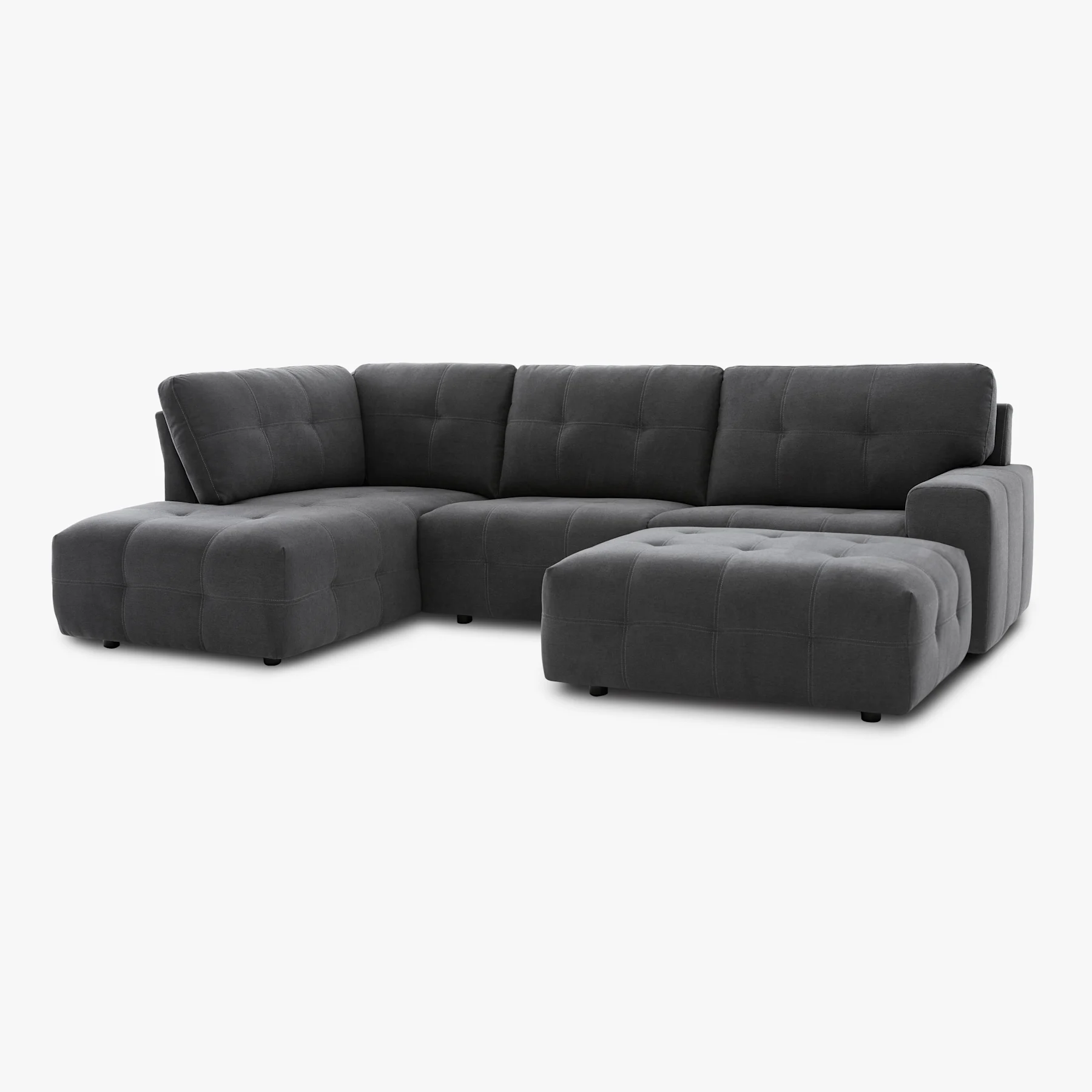 Orlando U-Shape Corner Sofa Footstool End, Left-Hand Facing, Slate Grey Classic Plush Fabric