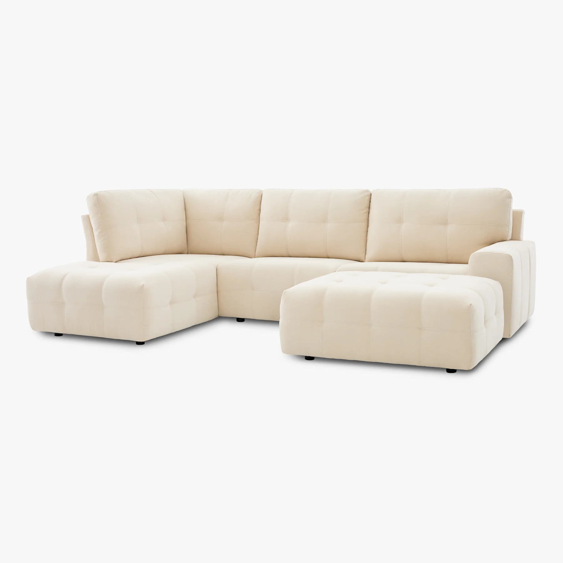 Orlando U-Shape Corner Sofa Footstool End, Left-Hand Facing, Ivory Classic Plush Fabric
