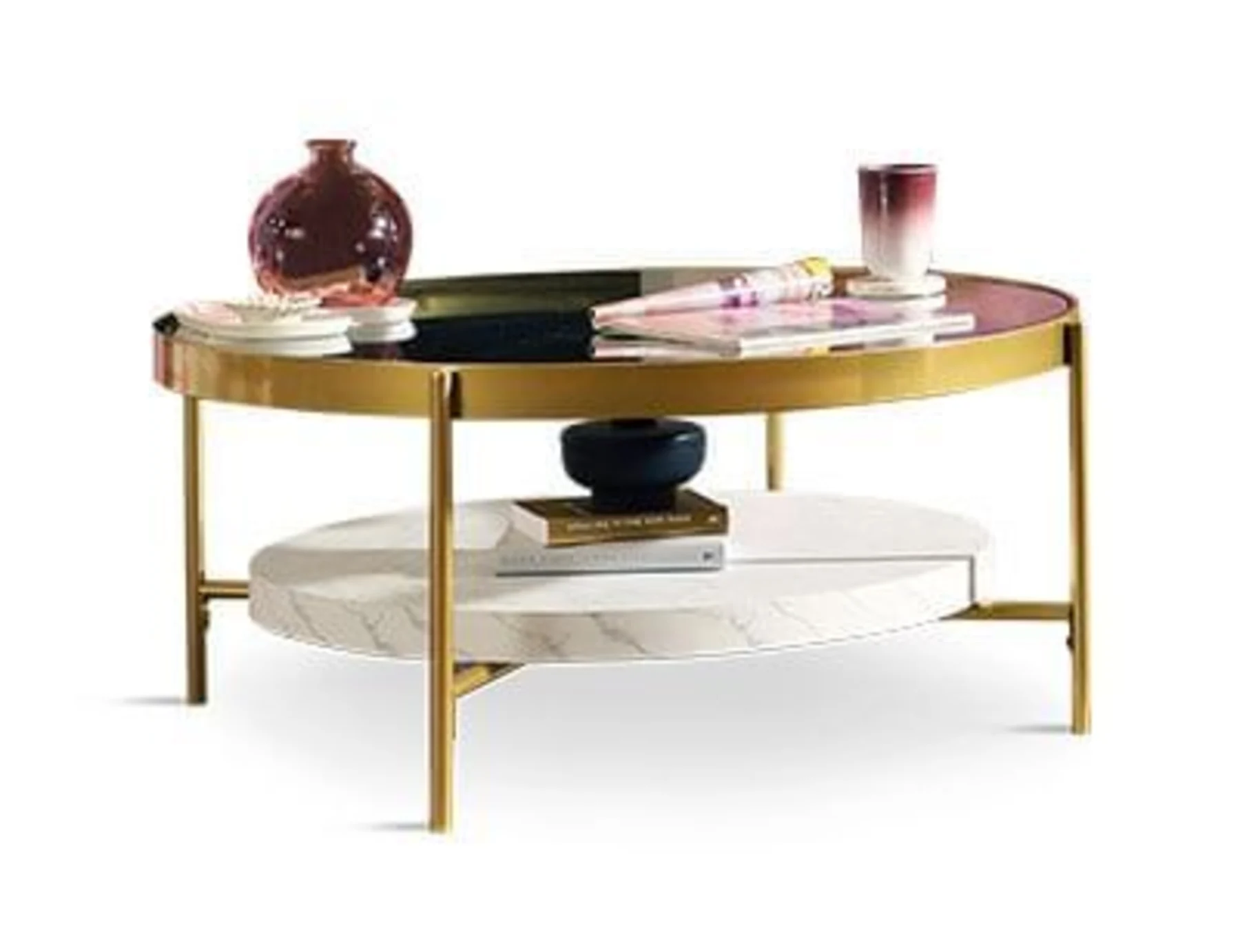 Gold Glass and Marble Coffee Table - Etsy