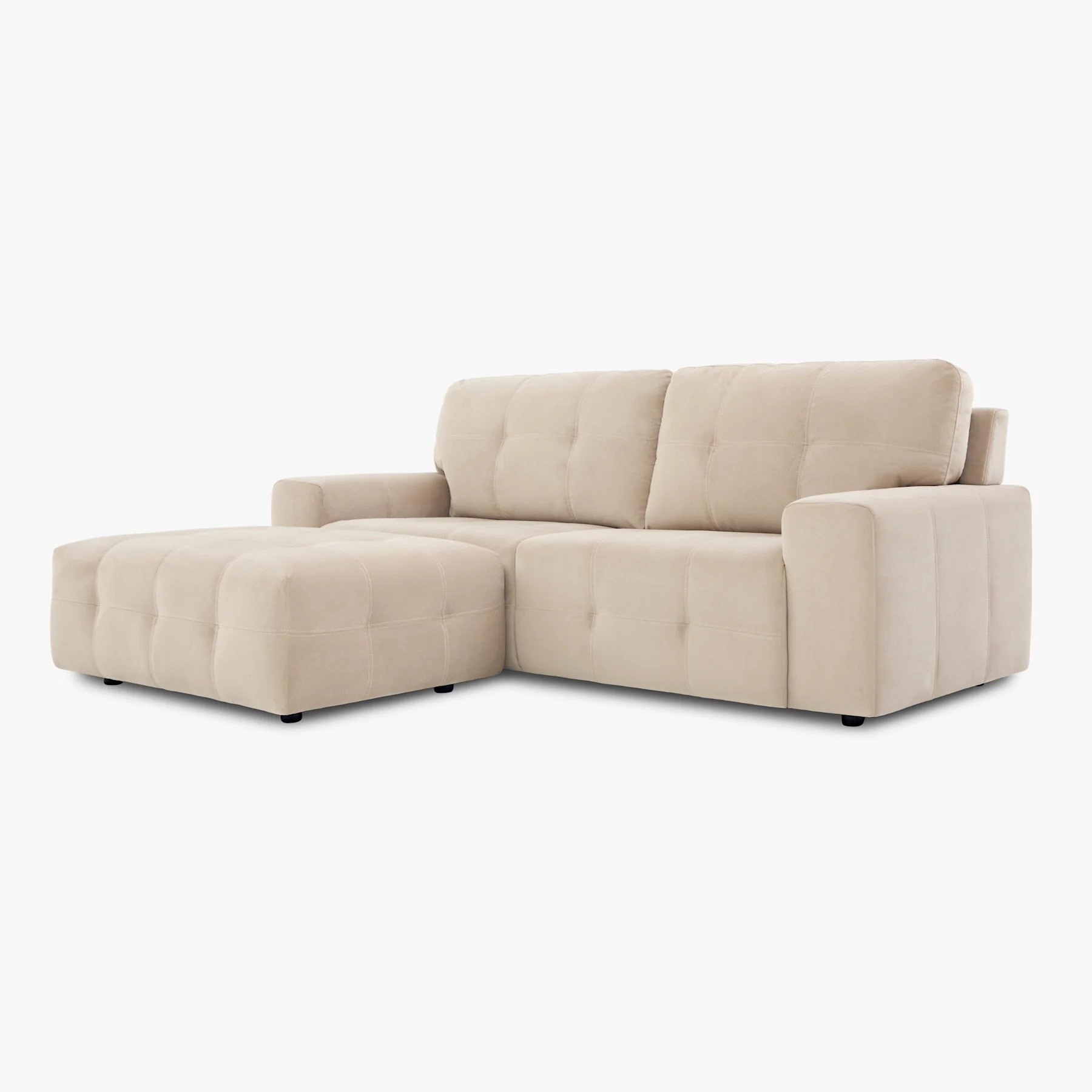 Orlando L-Shape Corner Sofa Footstool End, Champagne Classic Velvet