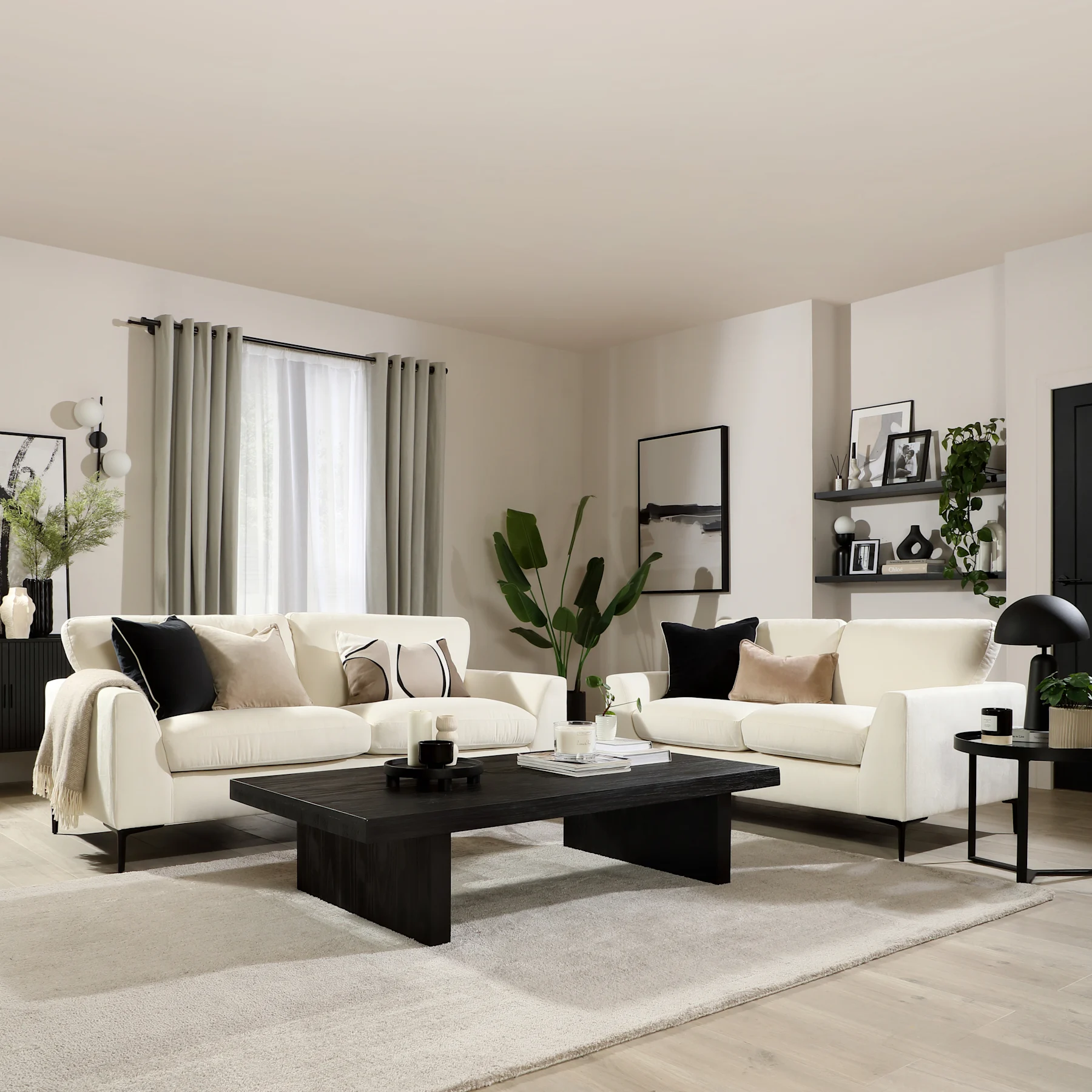 Lexi 3+2 Seater Sofa Set, Cream House Plush Fabric