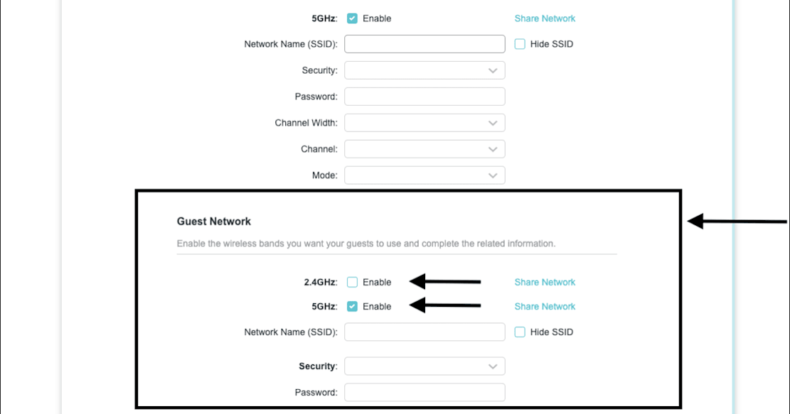 WiFi for customers - TP Link Router Wireless Settings Page