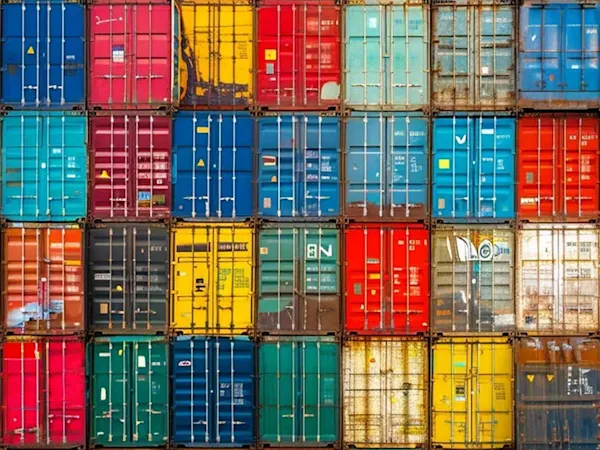 Shipping containers stacked