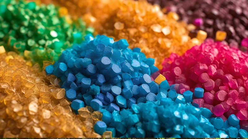 Close-up of plastic pieces in varying colours