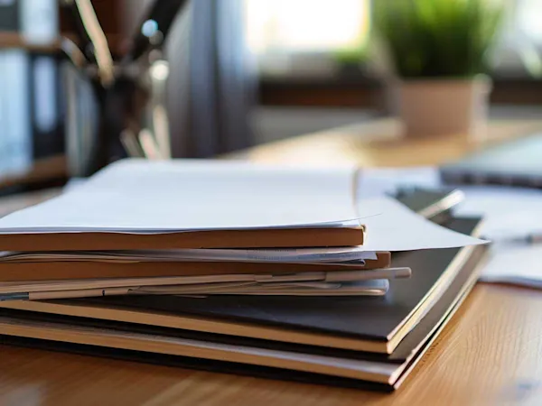 Documents on an office desk