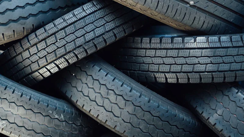 Stack of rubber tyres