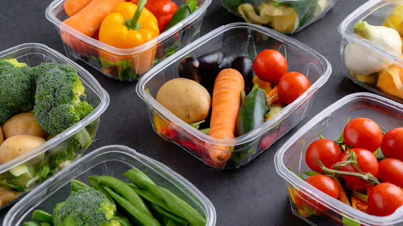 Vegteables in plastic containers