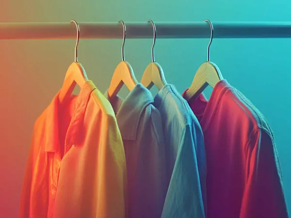 Fast fashion on clothes hangers