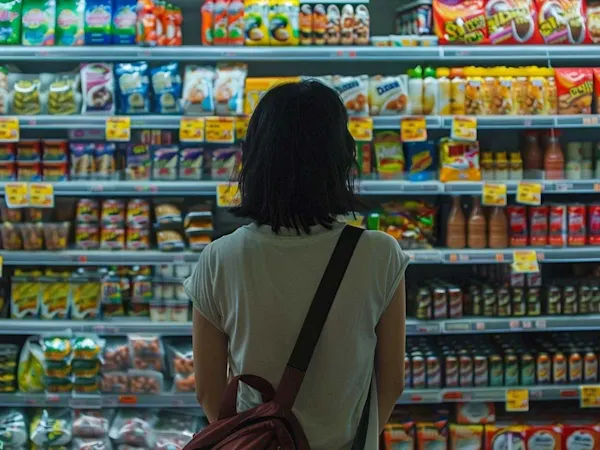 Woman looking a packaged food