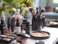 Cosmetics on a table