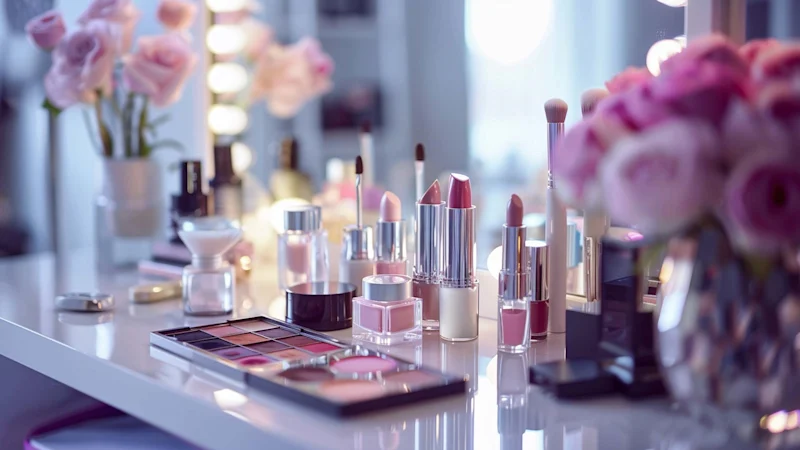 Cosmetics on a table