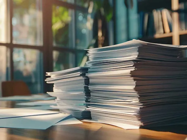 Stack of paper in an office