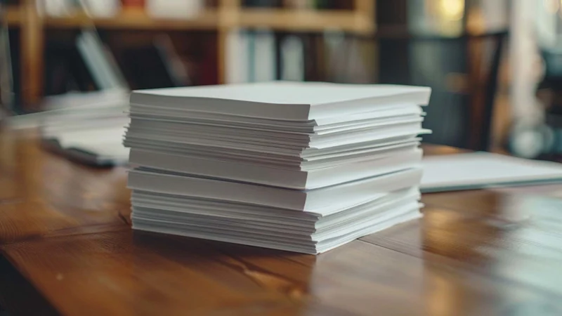 Stack of paper on a desk