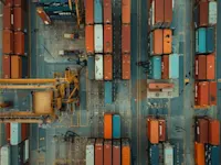 Shipping yard with containers