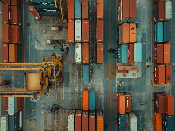 Shipping yard with containers