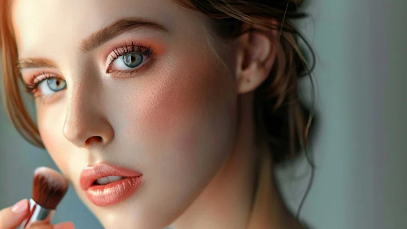 Woman applying cosmetics