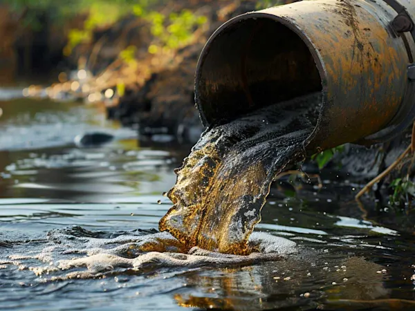 Wastewater release on river
