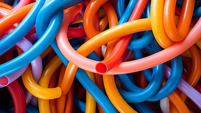 Colourful bendy plastic pipes