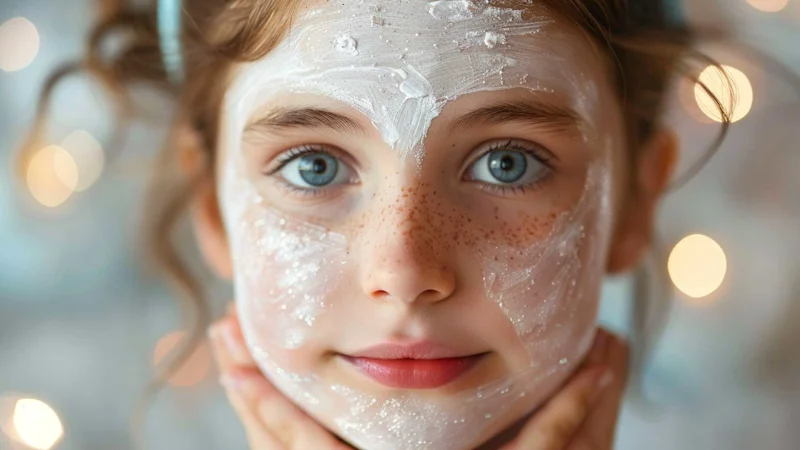 Child with cosmetics