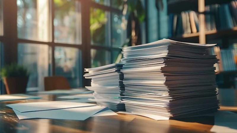 Stack of paper in an office