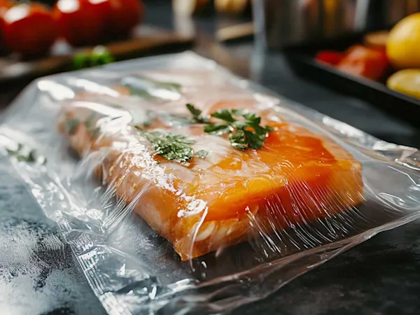 Salmon in sous vide bag
