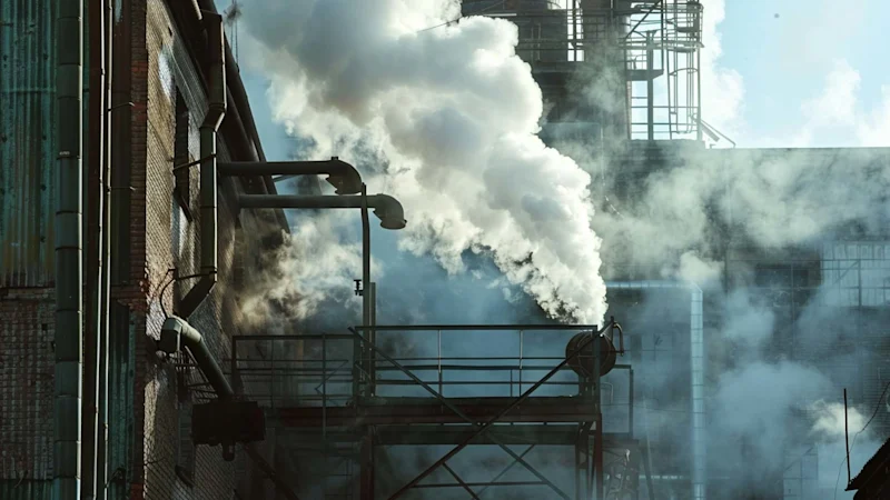 Industrial steam released from factory