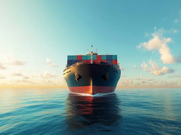 Cargo ship on the open sea
