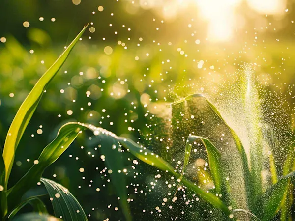 Fungicide sprayed on leaves