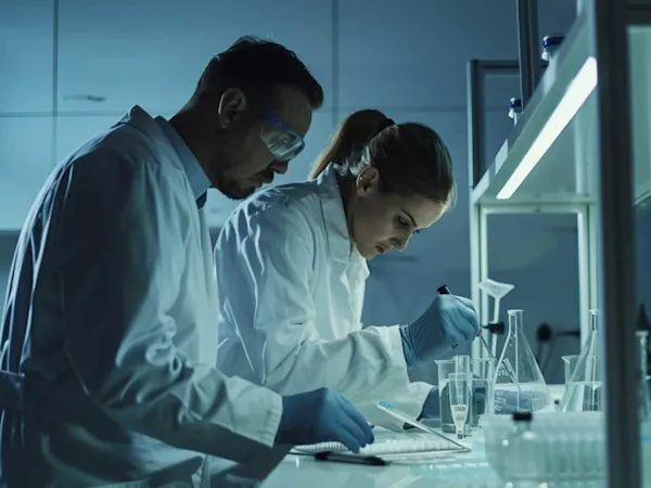 Two scientists in a lab