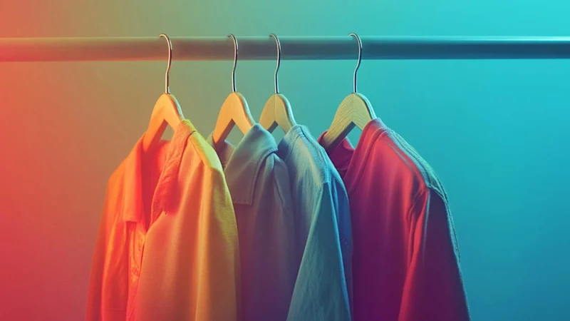 Fast fashion on clothes hangers