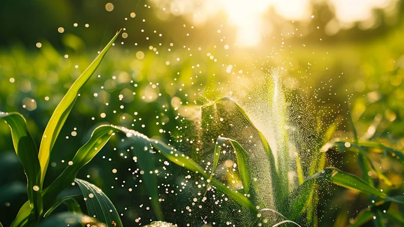 Fungicide sprayed on leaves