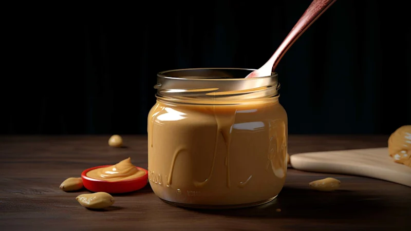 Close-up of a jar of peanut butter