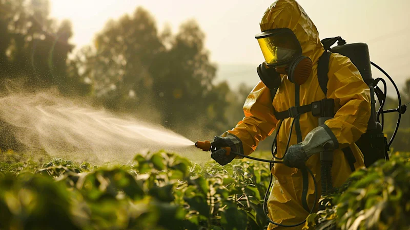 Spraying pesticide