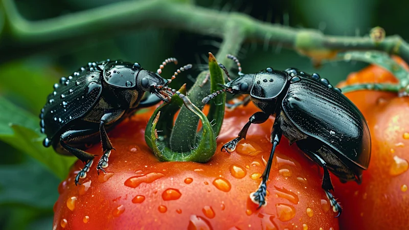 Beetles on a tomato