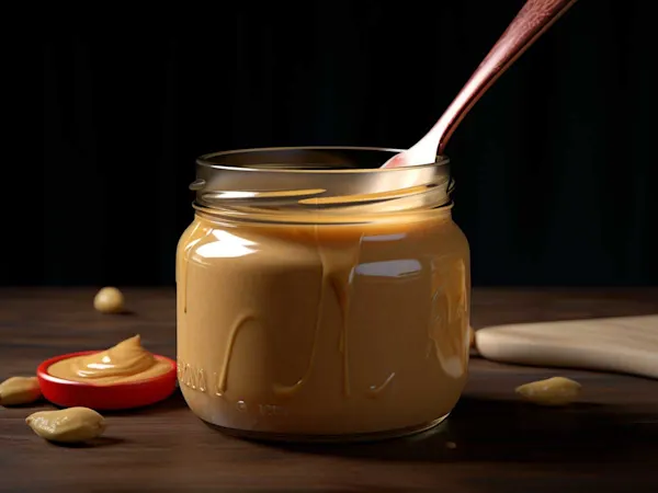 Close-up of a jar of peanut butter