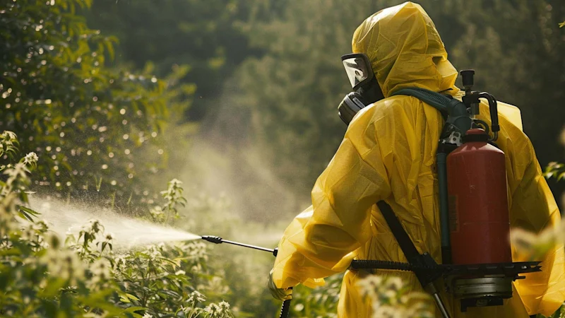Someone spraying pesticide